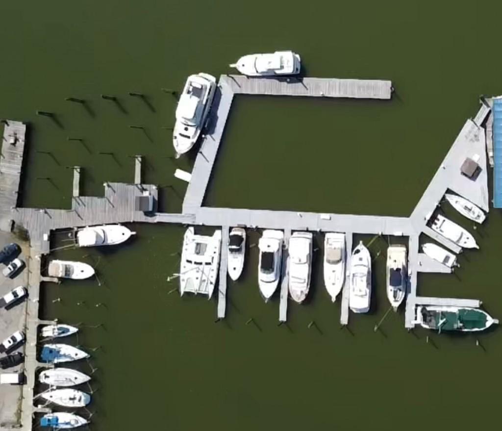 Yacht docked at marina
